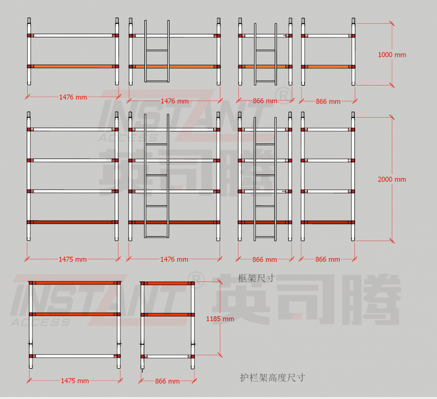 SPAN500 frame dimensions (1450 series)